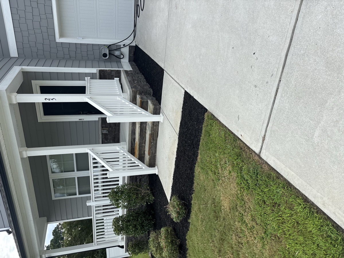 Modern home front with clean landscaping